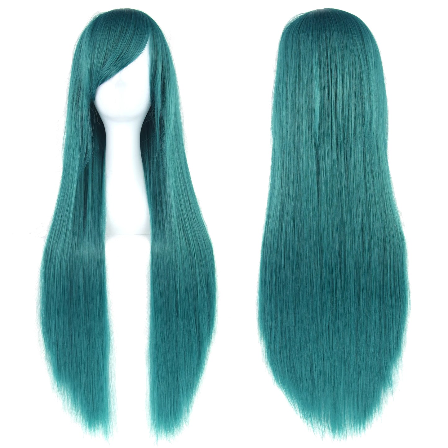 80Cm Long Synthetic Hair White Purple Cosplay Wigs Party Black Hair Straight Wig Hairpiece for Women