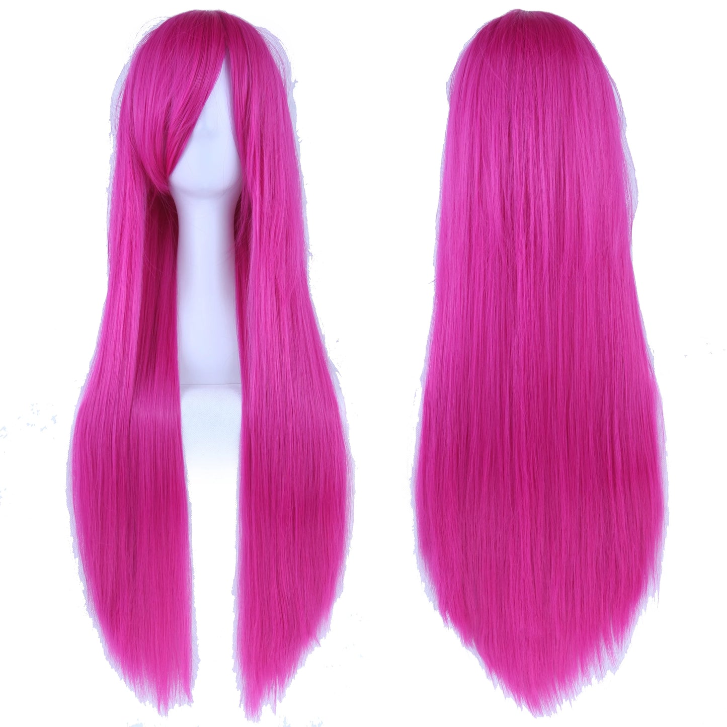 80Cm Long Synthetic Hair White Purple Cosplay Wigs Party Black Hair Straight Wig Hairpiece for Women