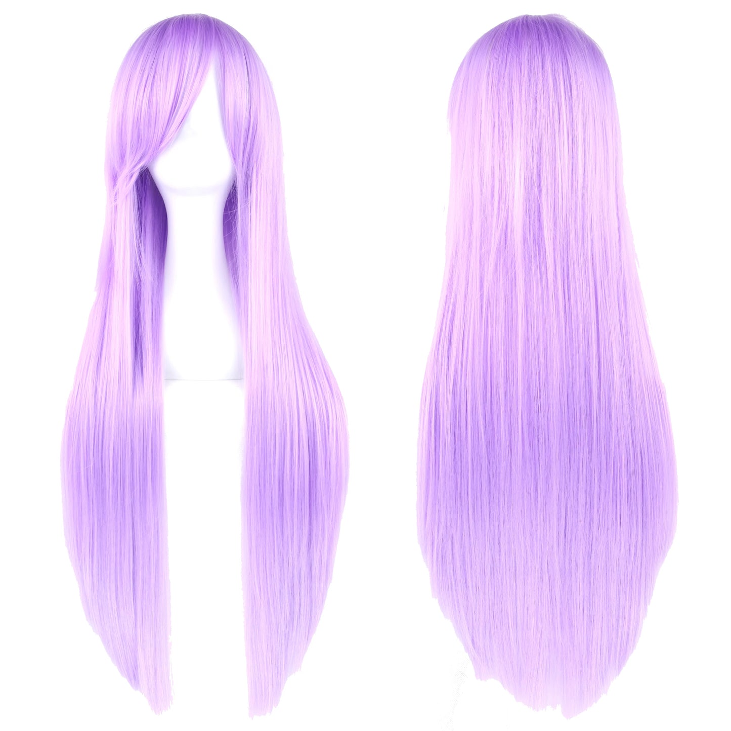80Cm Long Synthetic Hair White Purple Cosplay Wigs Party Black Hair Straight Wig Hairpiece for Women