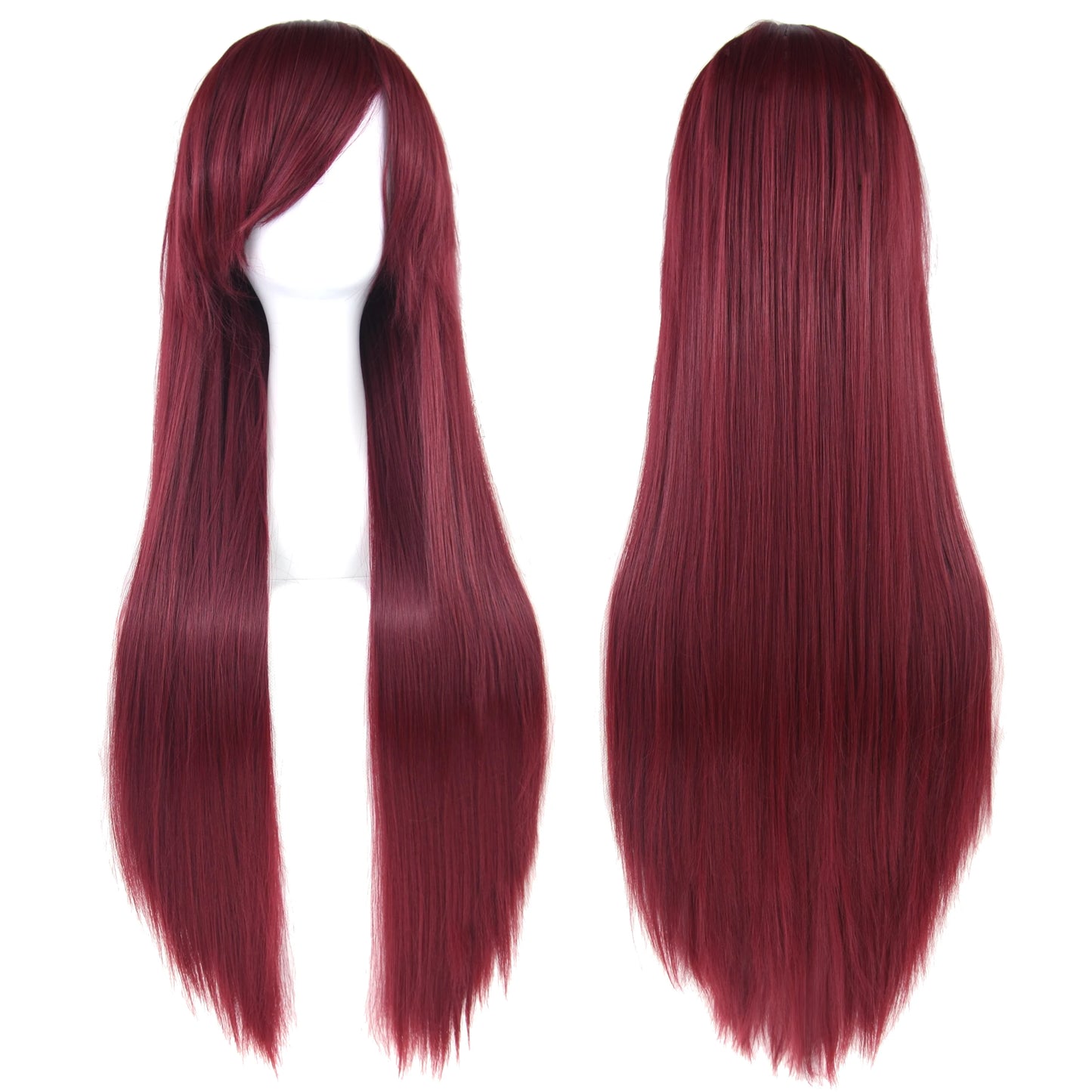 80Cm Long Synthetic Hair White Purple Cosplay Wigs Party Black Hair Straight Wig Hairpiece for Women