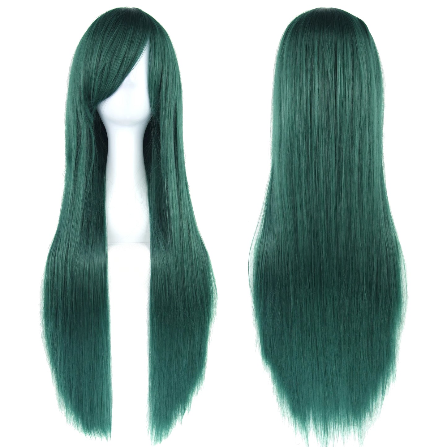 80Cm Long Synthetic Hair White Purple Cosplay Wigs Party Black Hair Straight Wig Hairpiece for Women