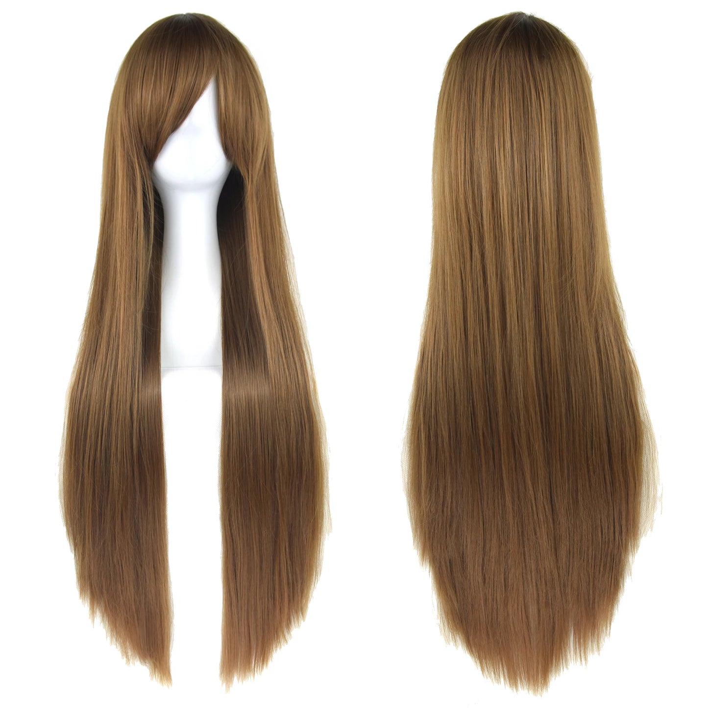 80Cm Long Synthetic Hair White Purple Cosplay Wigs Party Black Hair Straight Wig Hairpiece for Women