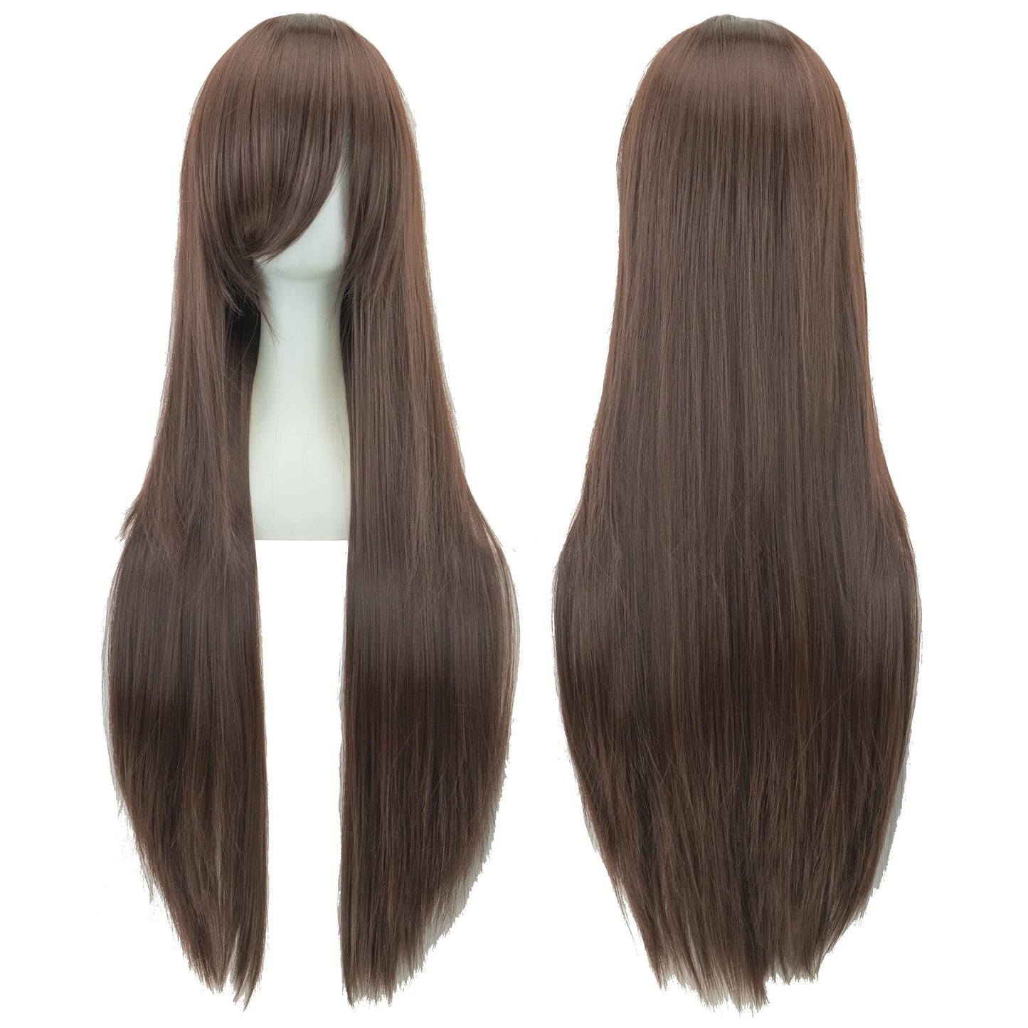 80Cm Long Synthetic Hair White Purple Cosplay Wigs Party Black Hair Straight Wig Hairpiece for Women