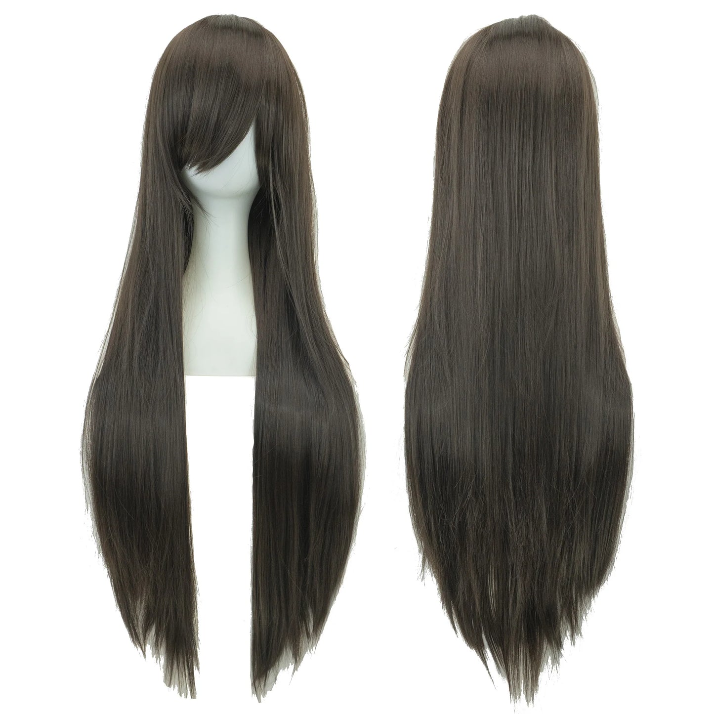 80Cm Long Synthetic Hair White Purple Cosplay Wigs Party Black Hair Straight Wig Hairpiece for Women