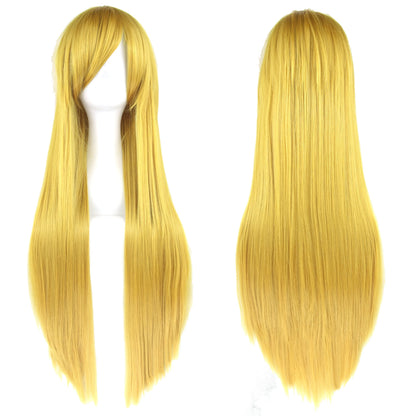 80Cm Long Synthetic Hair White Purple Cosplay Wigs Party Black Hair Straight Wig Hairpiece for Women