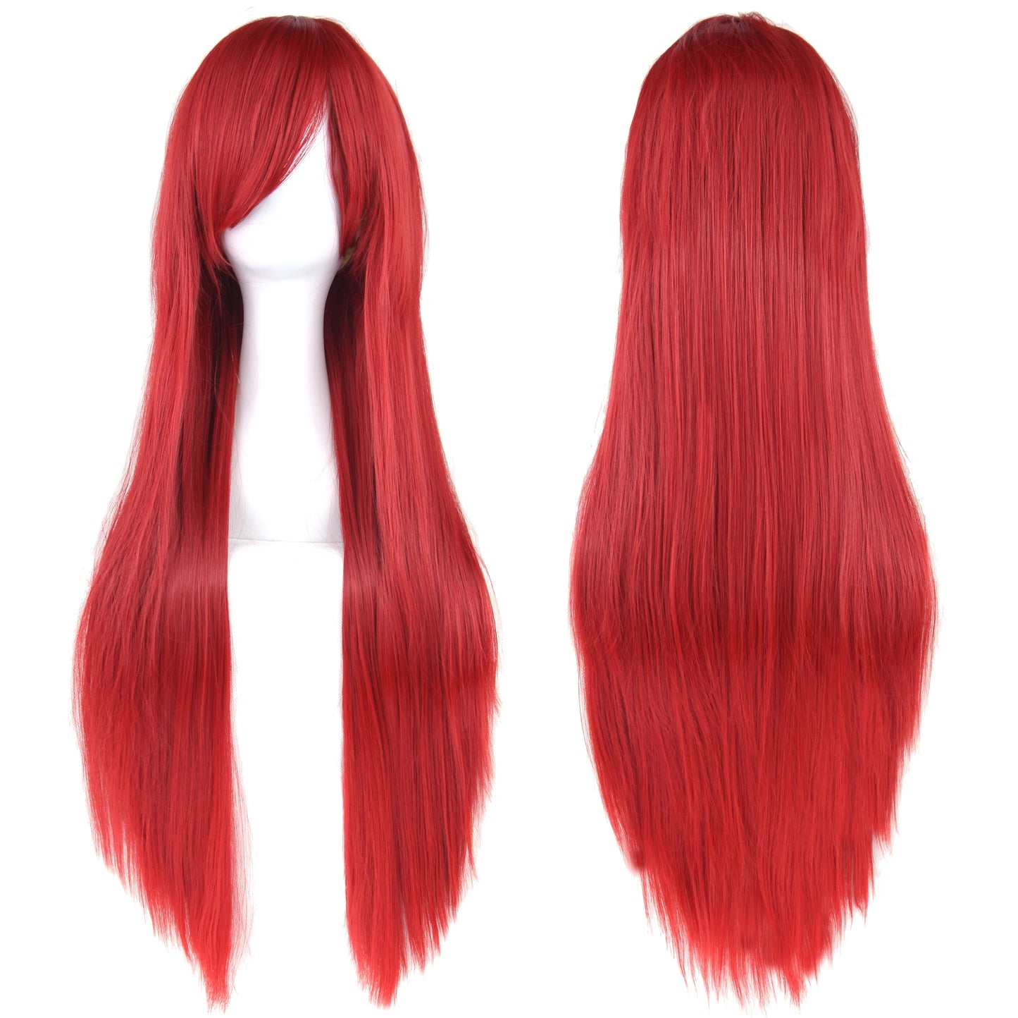 80Cm Long Synthetic Hair White Purple Cosplay Wigs Party Black Hair Straight Wig Hairpiece for Women