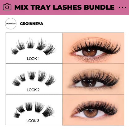 GROINNEYA Eyelashes 3 Style Mixed Fluffy Lash Clusters 8-16Mm Eyelashes Exctensions Natural Wispy Clusters Lashes Makeup