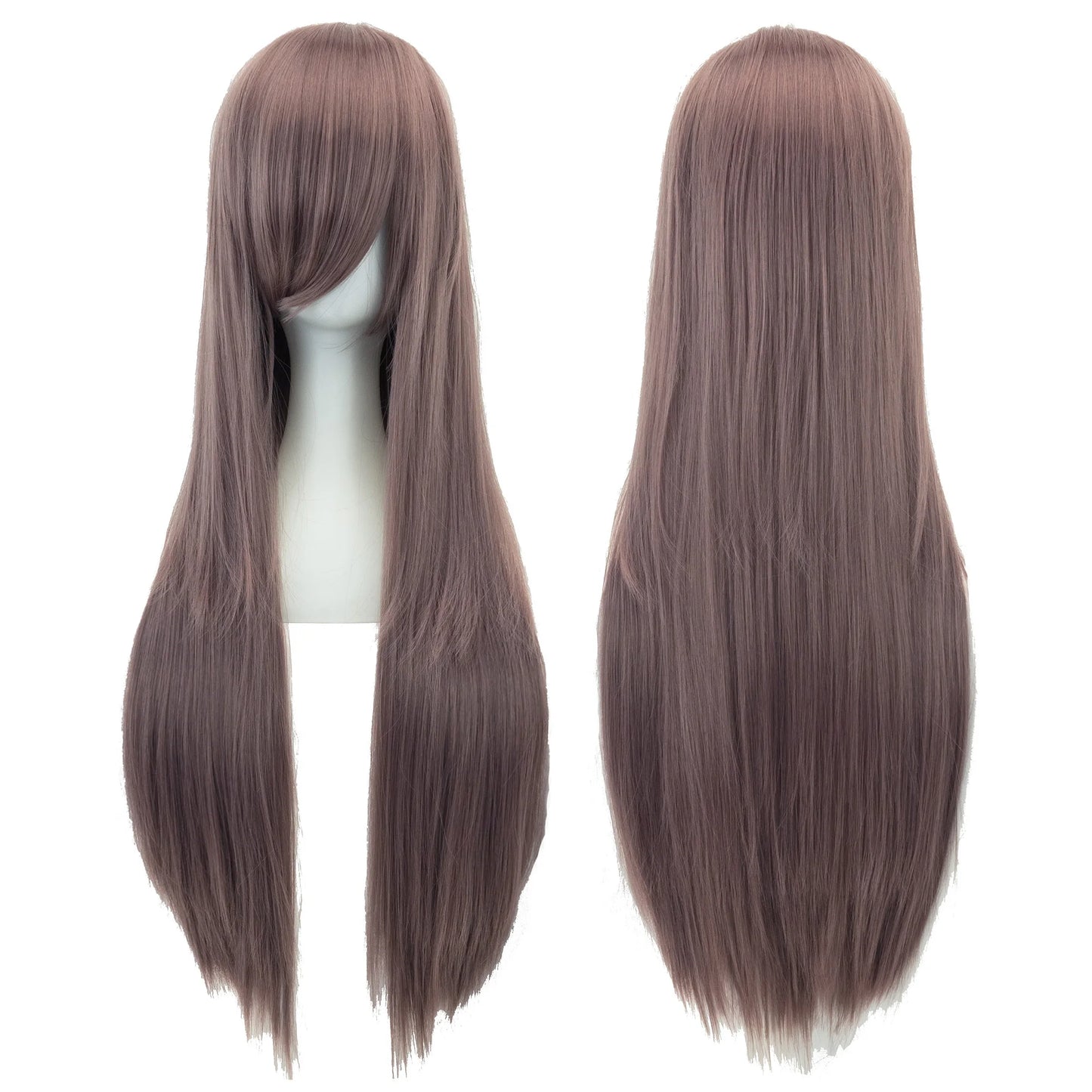 80Cm Long Synthetic Hair White Purple Cosplay Wigs Party Black Hair Straight Wig Hairpiece for Women