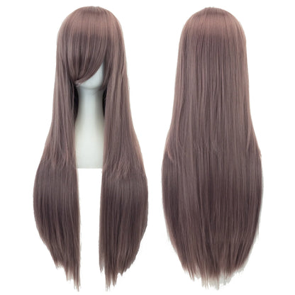 80Cm Long Synthetic Hair White Purple Cosplay Wigs Party Black Hair Straight Wig Hairpiece for Women