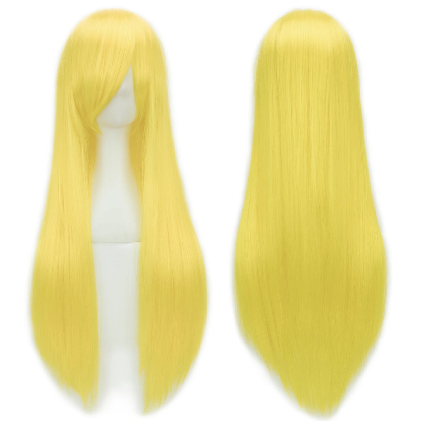 80Cm Long Synthetic Hair White Purple Cosplay Wigs Party Black Hair Straight Wig Hairpiece for Women