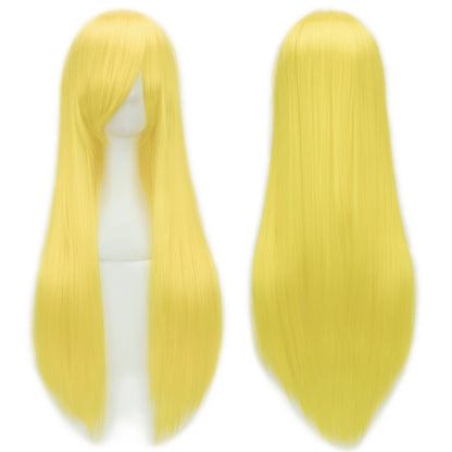80Cm Long Synthetic Hair White Purple Cosplay Wigs Party Black Hair Straight Wig Hairpiece for Women