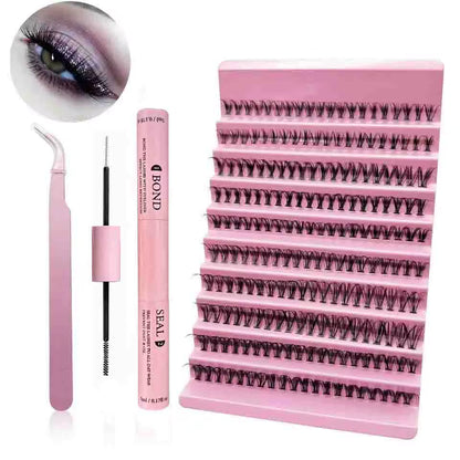 DIY Lashes Extension Kit Eyelashes 200 PCS Clusters Lash Bond and Seal Makeup Tools for Gluing Lashes Gluing Glue Accessories