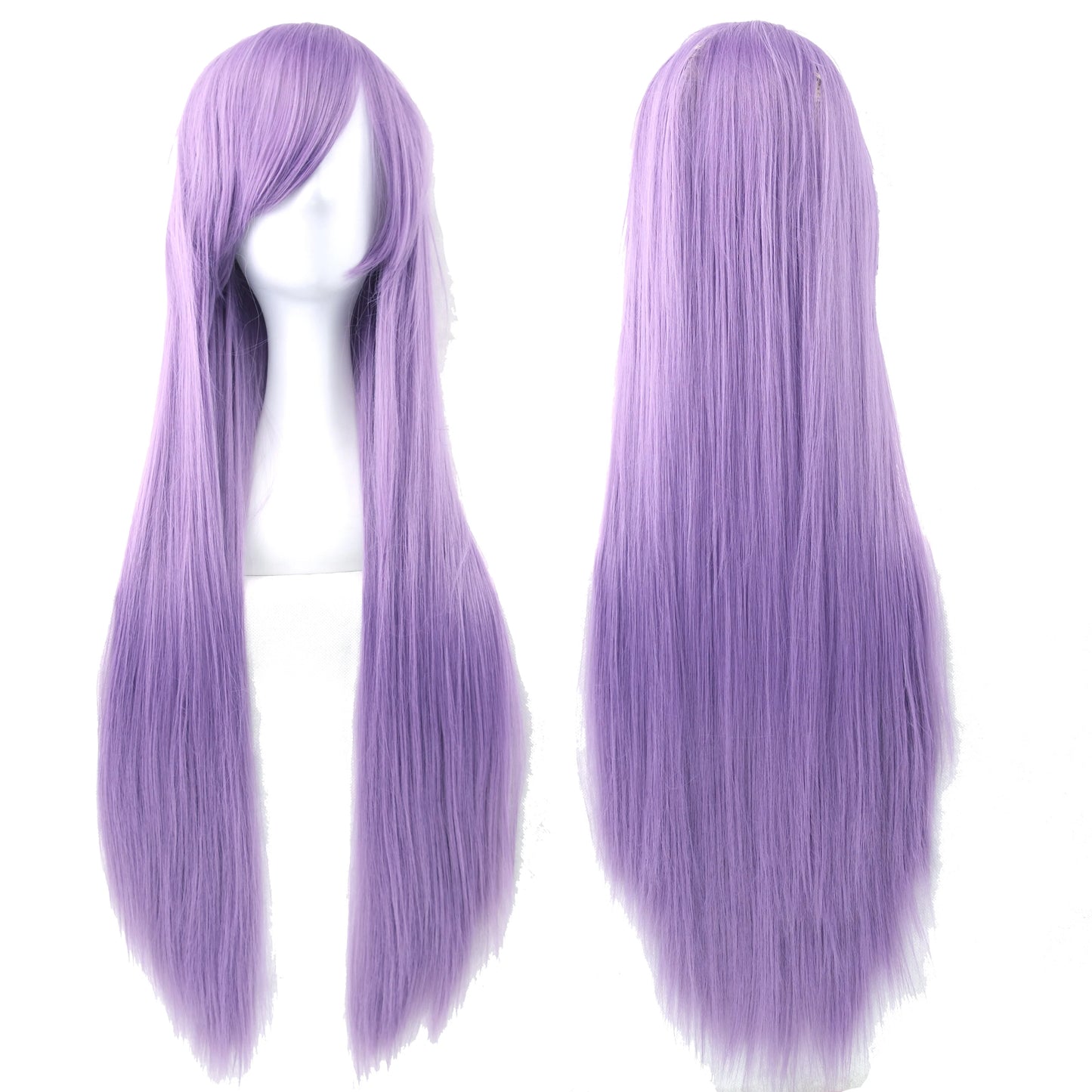 80Cm Long Synthetic Hair White Purple Cosplay Wigs Party Black Hair Straight Wig Hairpiece for Women