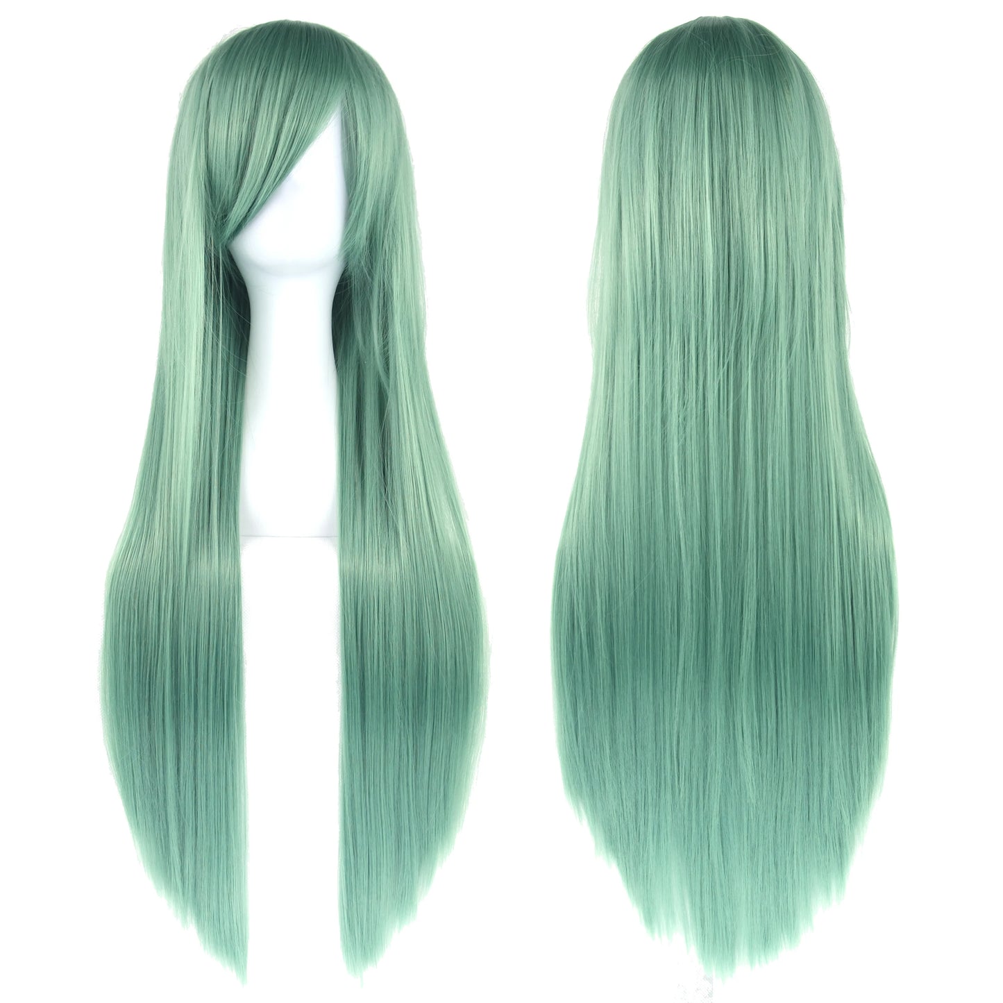 80Cm Long Synthetic Hair White Purple Cosplay Wigs Party Black Hair Straight Wig Hairpiece for Women